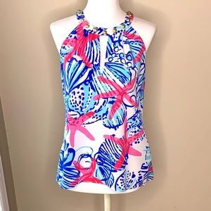 Lilly Pulitzer Rogan blue, pink and white top